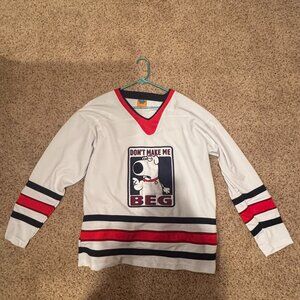 Vintage Y2K 2007 Family Guy Brian Griffin "Don't Make Me Beg!" Hockey Jersey